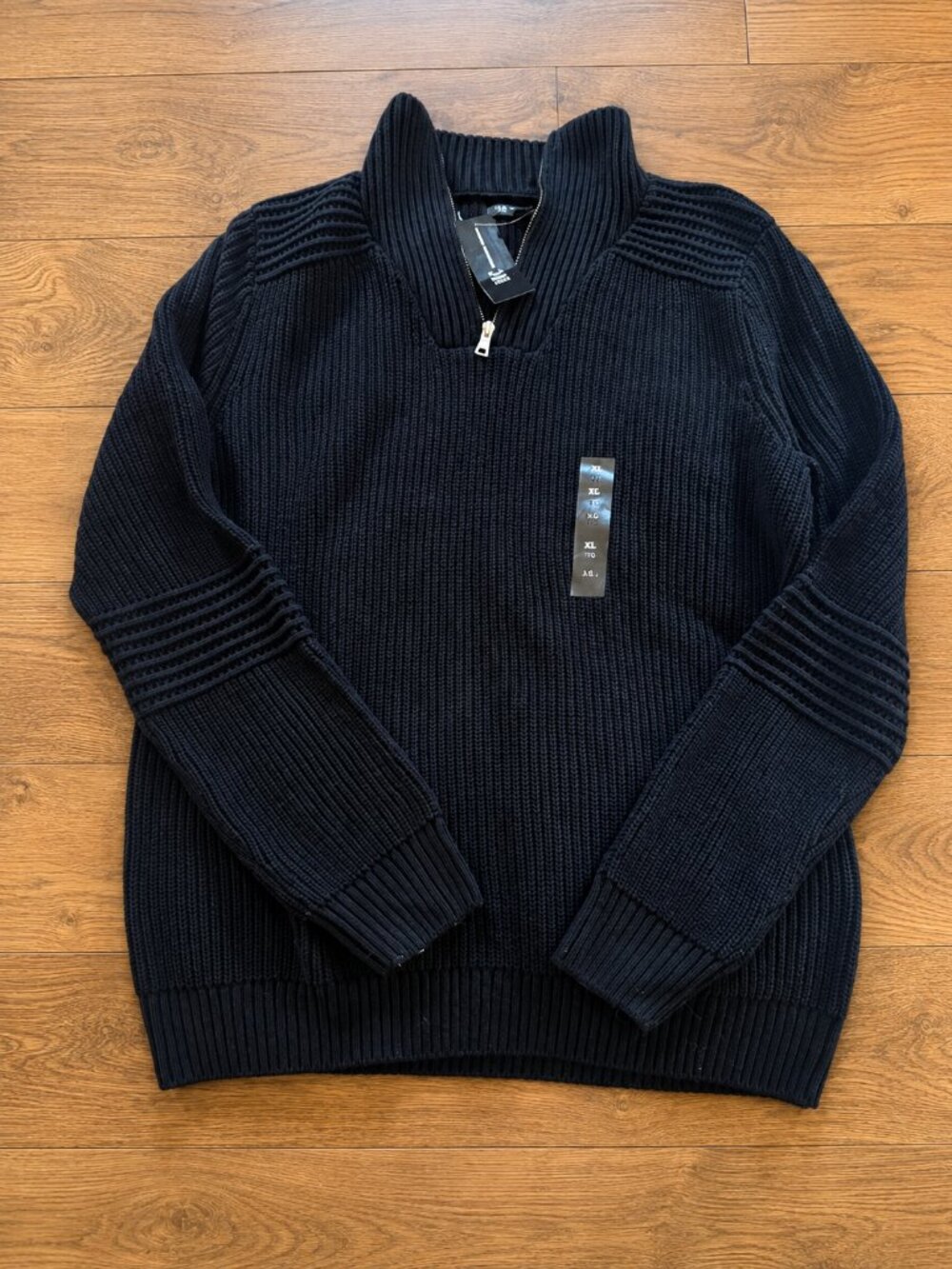INC International Concepts Women’s XL Black Quarter Zip Ribbed Sweater NWT